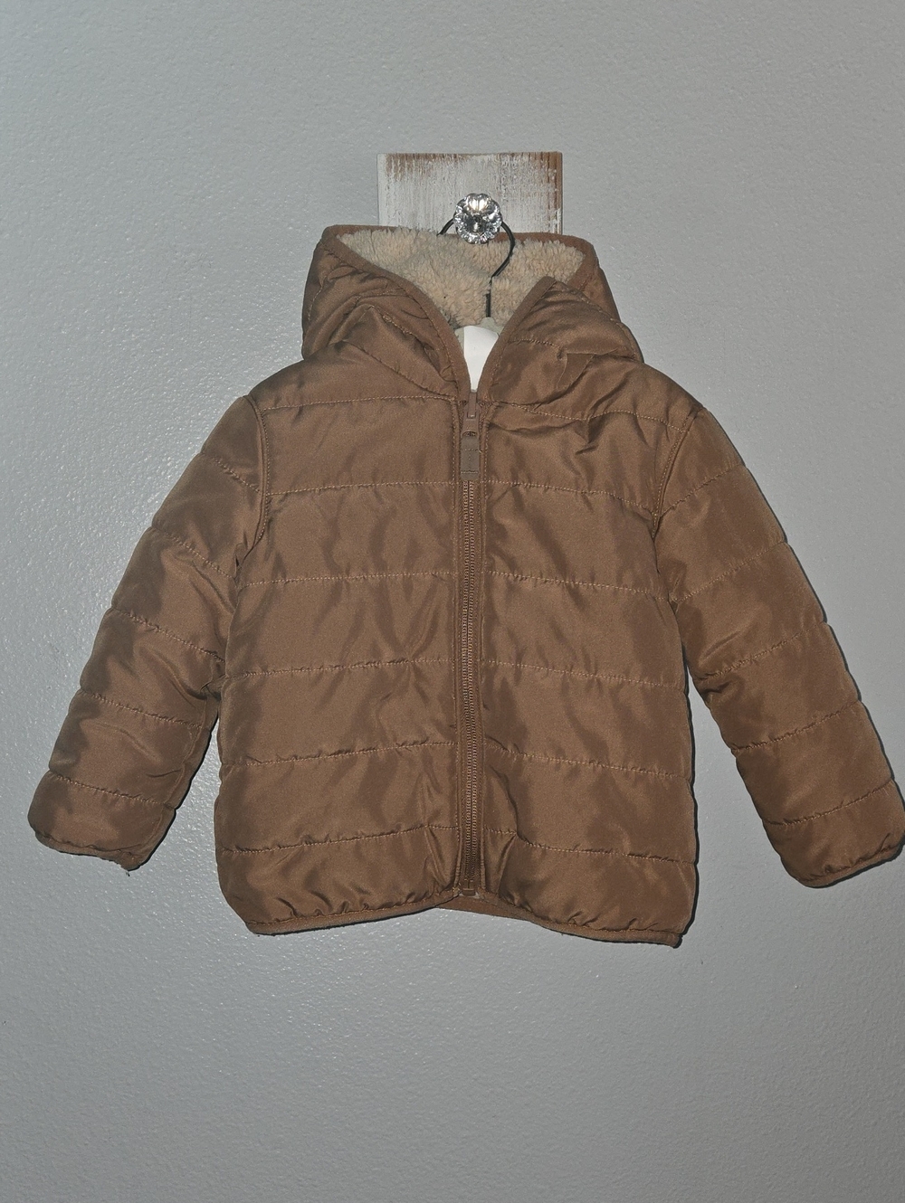 Carter's Hooded Puffer Jacket in Brown